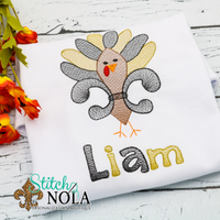 Personalized Black & Gold Fleur De Lis Turkey Sketch Shirt