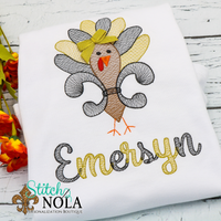 Personalized Black & Gold Fleur De Lis Turkey Sketch Shirt