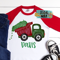 Personalized Christmas Dump Truck with Tree Printed Shirt
