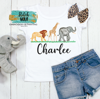Personalized Safari Animals Trio Printed Shirt