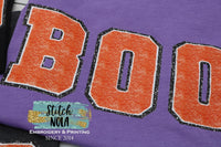 BOO Faux Chenille and Faux Glitter Printed Tee
