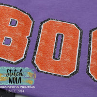 BOO Faux Chenille and Faux Glitter Printed Tee