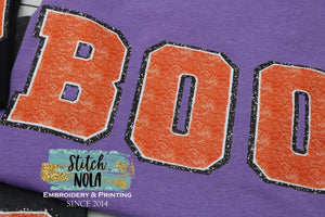 BOO Faux Chenille and Faux Glitter Printed Tee