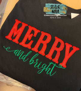 Merry and Bright Sweatshirt Applique