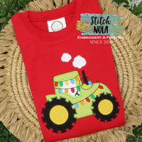 Personalized Christmas Tractor Applique Shirt
