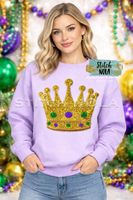 Mardi Gras Crown Sequin Tee or Sweatshirt
