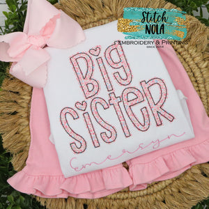 Personalized Big Sister Applique Shirt Pink Floral