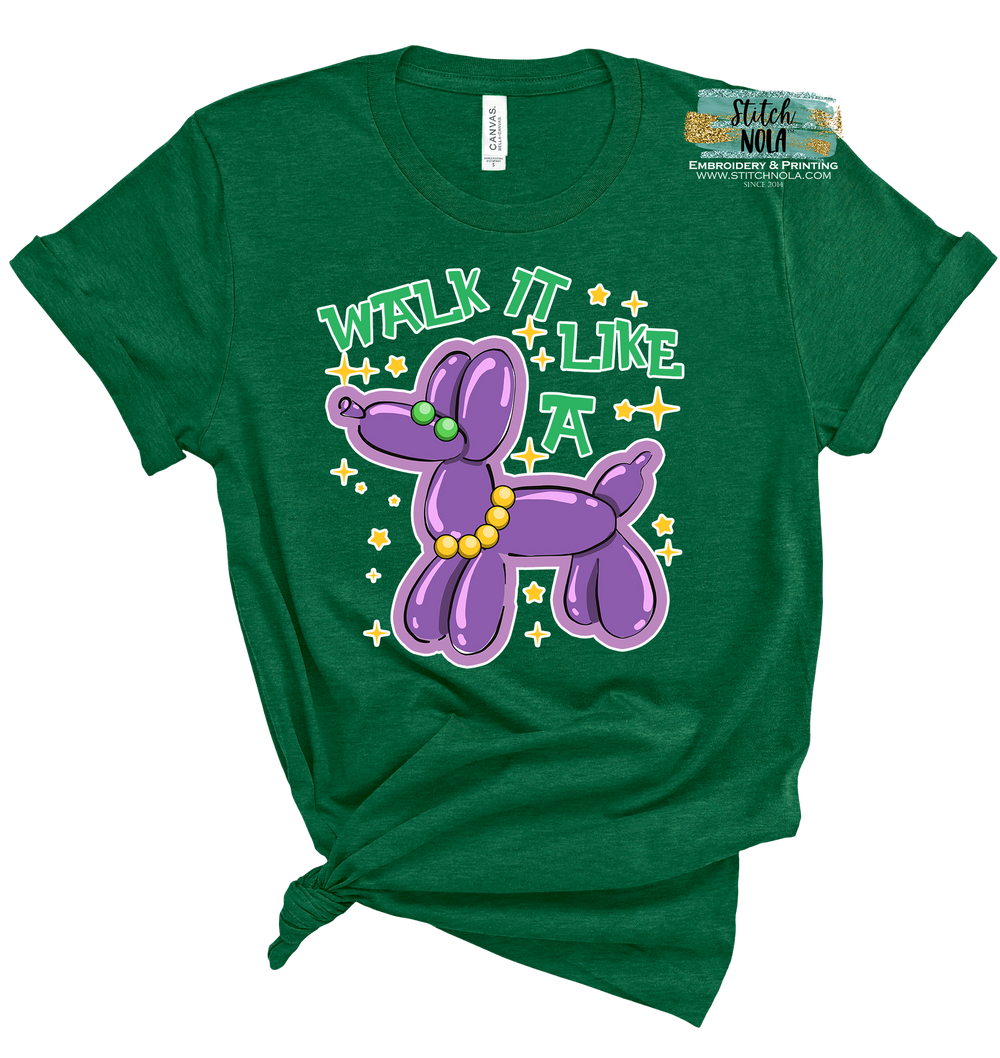 Mardi Gras Walk it Like a Dog Graphic Tee