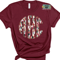 Garnet & Gray Brushstroke Monogram Printed Tee
