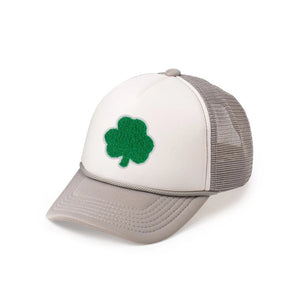 Shamrock Patch St. Patrick's Day Trucker Hat - Gray/White