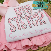 Personalized Big Sister Applique Shirt Pink Floral
