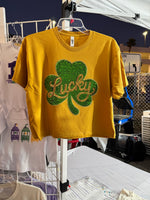 St Patrick’s Day Lucky Clover Sequin Crop Tee
