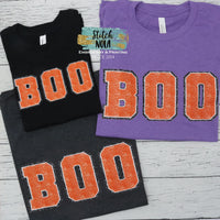 BOO Faux Chenille and Faux Glitter Printed Tee
