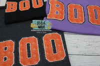 BOO Faux Chenille and Faux Glitter Printed Tee
