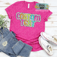 Custom Dalmatian Dots Colorful Letters Printed Tee Personalized Custom Bright Colorful Letters Shirt T-Shirt