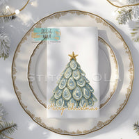 Oyster Tree Tea Towel, Christmas Kitchen Towel, Hostess Gift