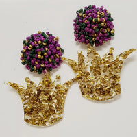 Crown  Glitter Seeded Dangle Earrings