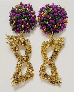 Mardi Gras Glitter Mask Glitter Seeded Dangle Earrings