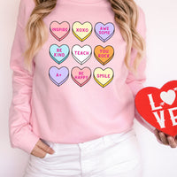 Teacher Valentine’s Day Conversation Hearts Printed Tee or Sweatshirt