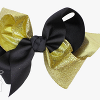 Crisscross Glitter & Grosgrain Bow (Gold Glitter & Black)