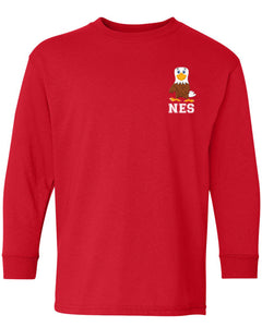 NES Gildan Heavy Cotton Long Sleeve T-Shirt Left Chest