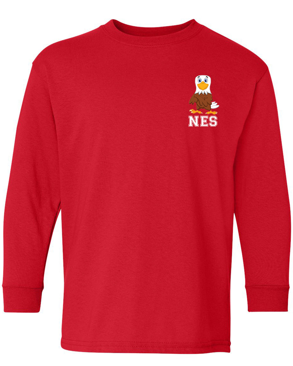 NES Gildan Heavy Cotton Long Sleeve T-Shirt Left Chest