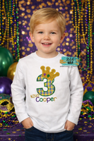 Personalized Mardi Gras Birthday King/Queen Applique Shirt
