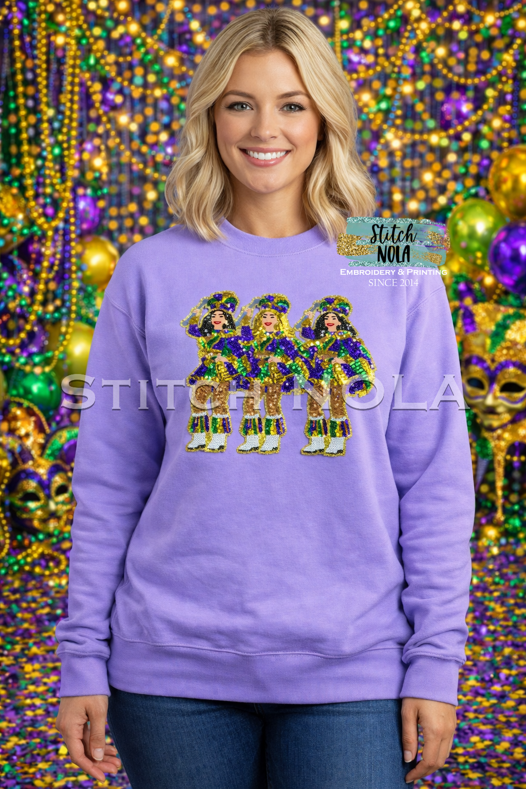 Sequin Majorette Trio Tee or Sweatshirt | Stitch NOLA Sequin Majorette Trio Tee or Sweatshirt | Stitch NOLA