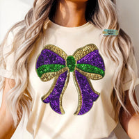 Mardi Gras Coquette REAL Sequin Bow Shirt