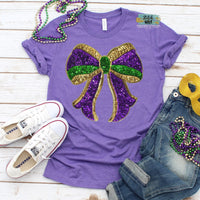 Mardi Gras Coquette REAL Sequin Bow Shirt
