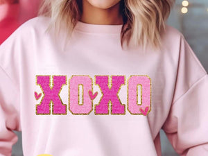 XOXO Faux Chenille Valentines Printed Sweatshirt