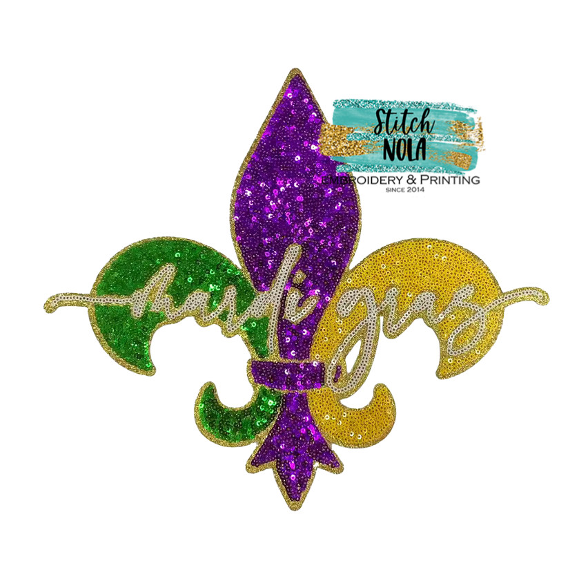 Mardi Gras Fleur de lis Sequin Patch