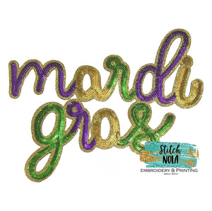 Mardi Gras Script Sequin Patch