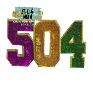 Mardi Gras 504 Sequin Patch