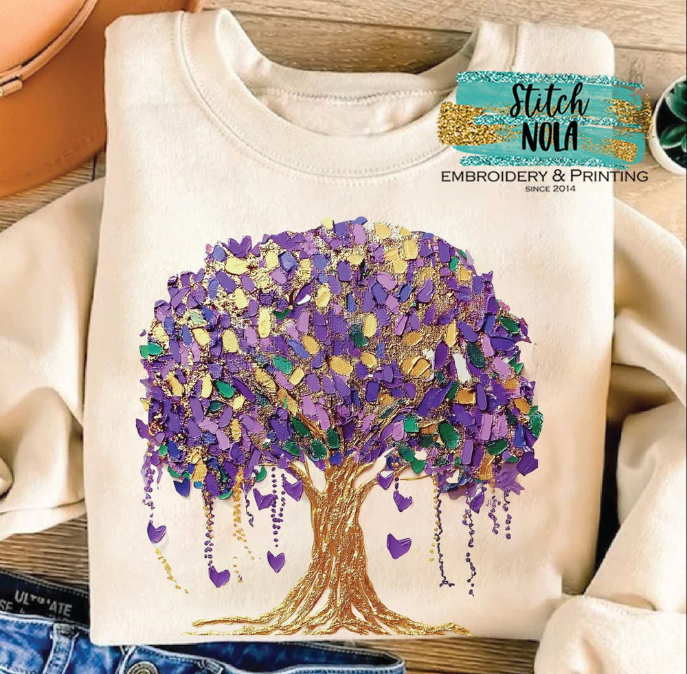 Mardi Gras Brushstroke Tree Graphic Tee