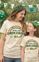 Here for the Groceries with Rainbow & Vegetables Graphic Tee
