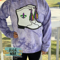 Mardi Gras Sequin Marching Boots Patch Sweatshirt