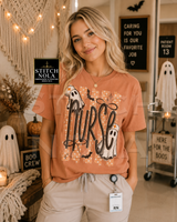 Nurse Spooky Striped Graphic Tee
