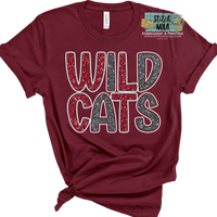 Wildcats Faux Glitter Printed Tee