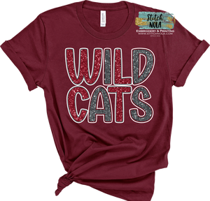 Wildcats Faux Glitter Printed Tee