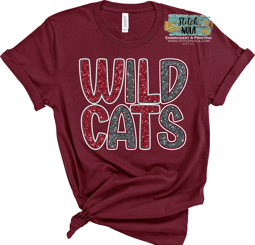 Wildcats Faux Glitter Printed Tee