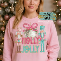Printed Holly Jolly with Toy Soliders Graphic Tee or Sweatshirt