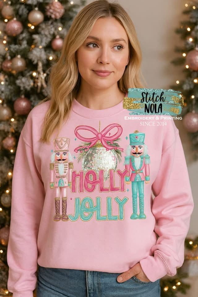 Printed Holly Jolly with Toy Soliders Graphic Tee or Sweatshirt