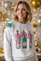 Champagne Bottle Sequin Trio with Bows
