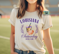 Purple and Gold Louisiana Saturday Social Club Coquette Tee
