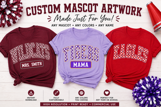 Custom Varsity Mascot PNG | Personalized School Spirit PNG | Team Mom PNG | Gingham Mascot | Custom Team | Spirit Wear | Digital Artwork
