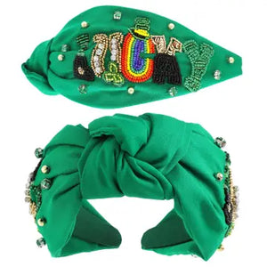 St Patrick's Day Lucky Jeweled Knotted Headband