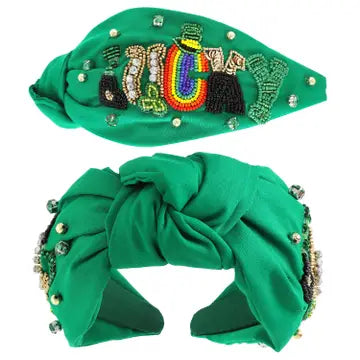St Patrick's Day Lucky Jeweled Knotted Headband