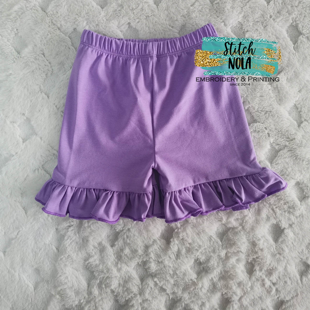 Purple and Lavender Ruffle Shorts, Girl Shorts, Summer Shorts, Toddler Shorts, Youth Shorts