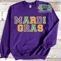 Mardi Gras Faux Glitter Printed Sweatshirt